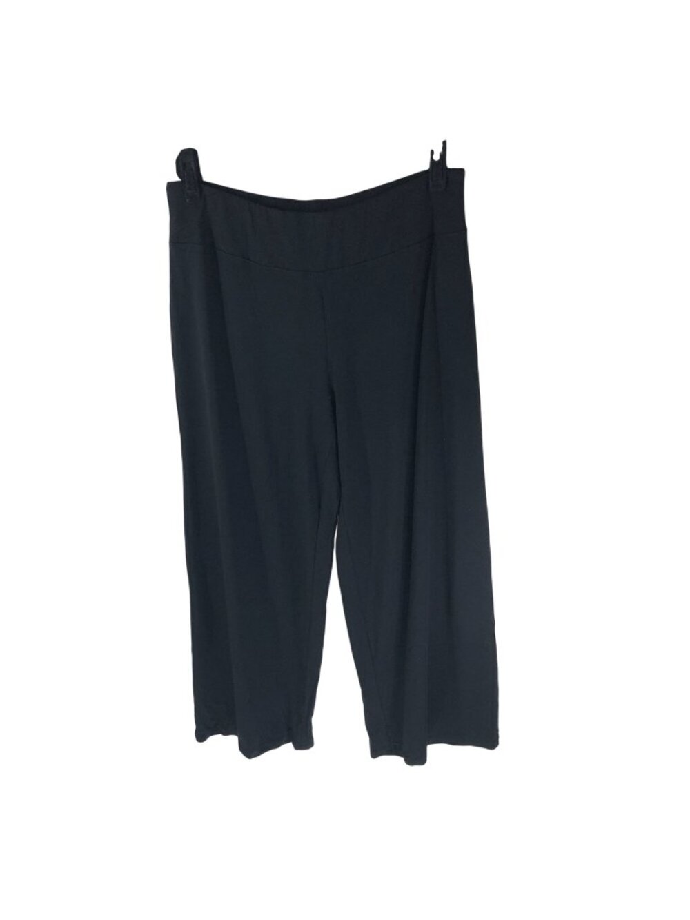 Eileen Fisher Black Stretch Jersey Knit Ankle Pants L Tencel Pull On